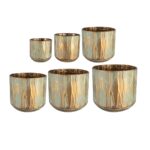 Saksija metalna Caro bakreno-zelena D28H27