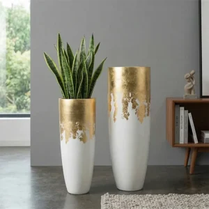 Moderní dekorativní květináč Luxe 70 v bílo