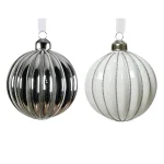 Stakleni ukras srebrno bijeli d 8 cm