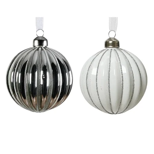 Stakleni ukras srebrno bijeli d 8 cm