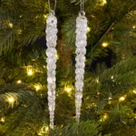 910336_Ledena svijeća dekoracija sa šljokicama 2 kom - bijela boja