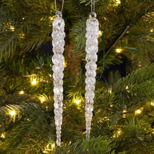 910336_Ledena svijeća dekoracija sa šljokicama 2 kom - bijela boja