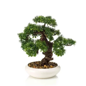 Umelý bonsaj Fikus 37 cm v bielom kvetináči